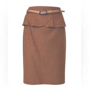 Naracamicie-90's/Y2K Vintage, Camel, Ruffle Waist, Wool, Pencil Skirt.‎ Size-3